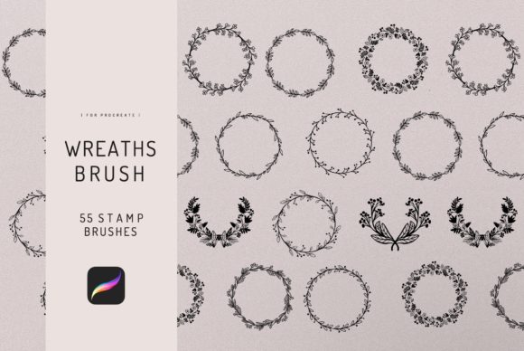 Download 55 Procreate Leafy Wreath Stamp Brush - Premium Resources