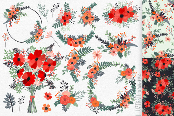 Download Flower Clipart and Seamless Patterns - Premium Bundle